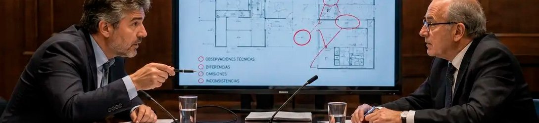 Perito de parte confrontando observaciones con el perito de oficio