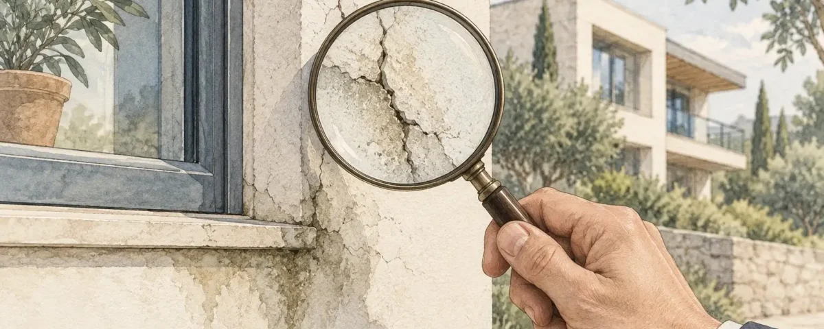Inspección de una fisura en un muro para determinar su causa técnica.