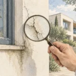 Inspección de una fisura en un muro para determinar su causa técnica.