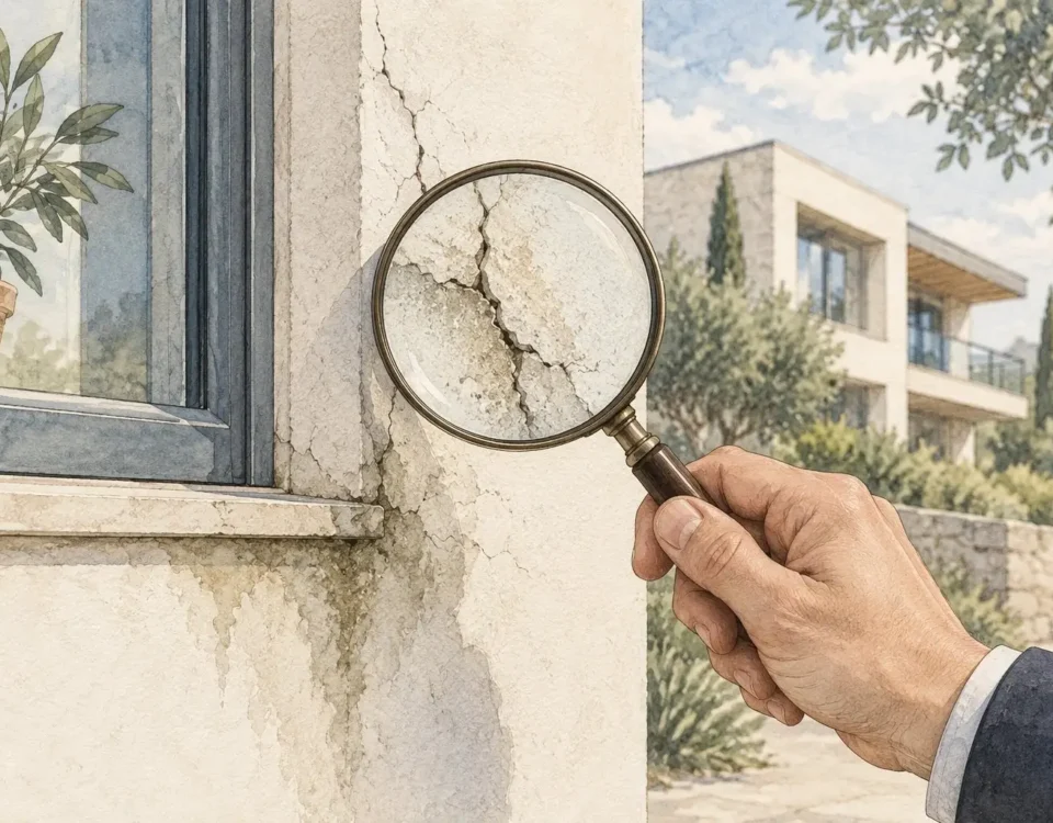 Inspección de una fisura en un muro para determinar su causa técnica.